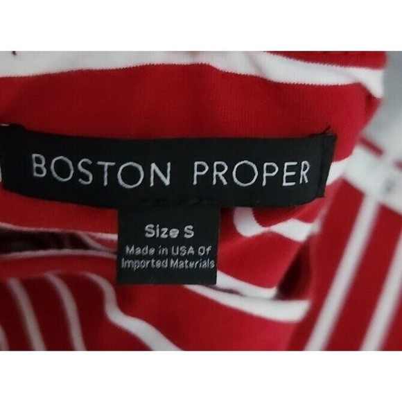 Boston Proper Off Shoulder Top Size Small Inset Bra Cranberry Red White Striped - Picture 8 of 11